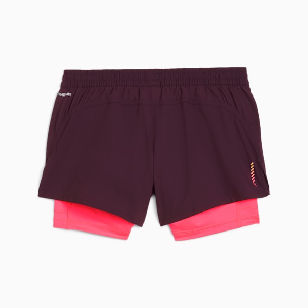 Shorts Mujer "2 en 1" PUMA RUN Velocity, Midnight Plum-Sunset Glow, extralarge